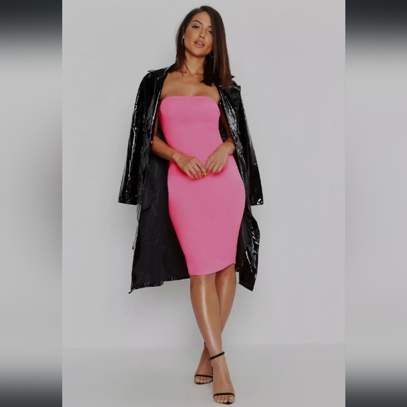 NEON BANDEAU FITTED MIDI DRESS - Picture 2 of 3